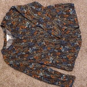 Christopher & Banks Leaf Print Blouse